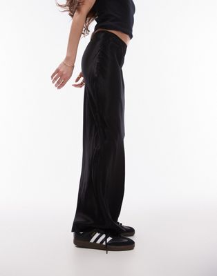 Topshop satin bias maxi skirt in black - ASOS Price Checker