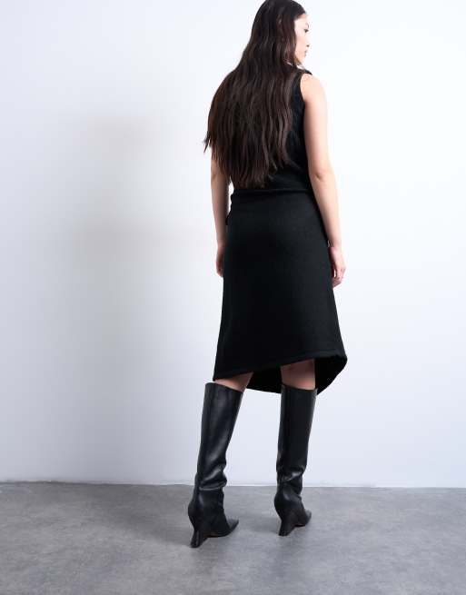 Topshop - Jupe portefeuille asymétrique d'ensemble en maille - Noir, 3 de 5