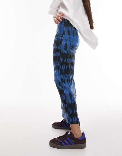 Topshop - Jupe texturée mi-longue à imprimé - Bleu 
