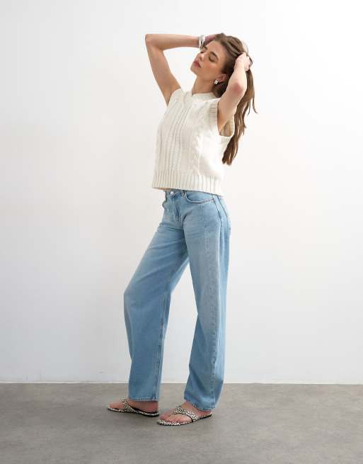 Topshop - Kabelgebreide spencer met V-hals in ivoorwit, 4 van 4