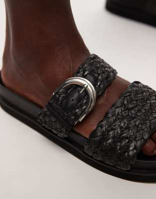 Topshop Kady Woven Flat Sandals With Buckle In Animal Print