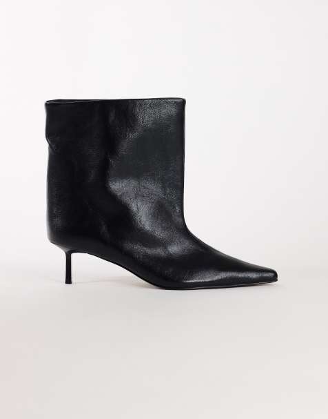 Topshop Kai super wide heeled ankle boot in black - view 1