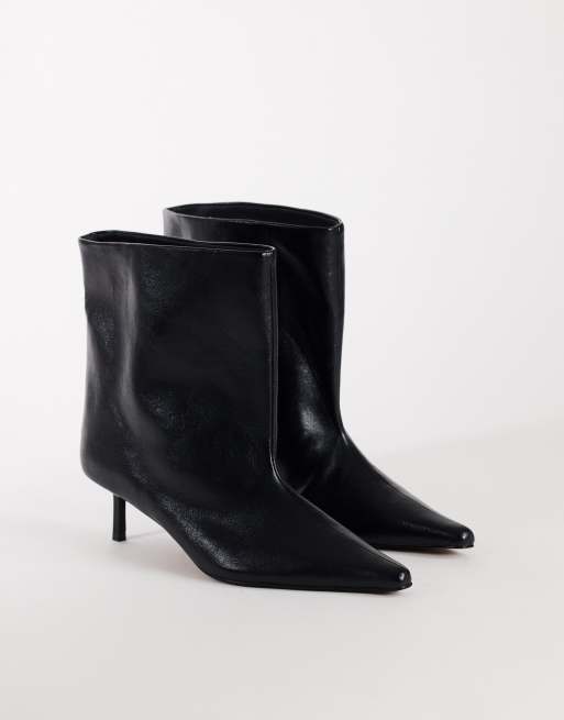Topshop Kai super wide heeled ankle boot in black, 2 of 4