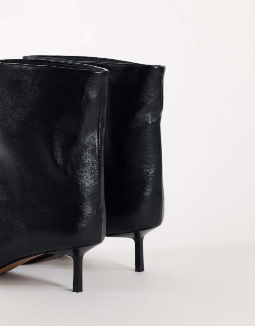 Topshop Kai super wide heeled ankle boot in black, 3 of 4