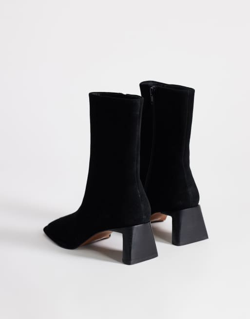 Topshop Kali echte suède enkellaarzen met hak in zwart, 4 van 4