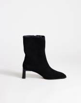 Topshop Kali real suede heeled ankle boot in black
