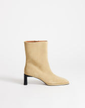 Topshop Kali real suede heeled ankle boot in sand