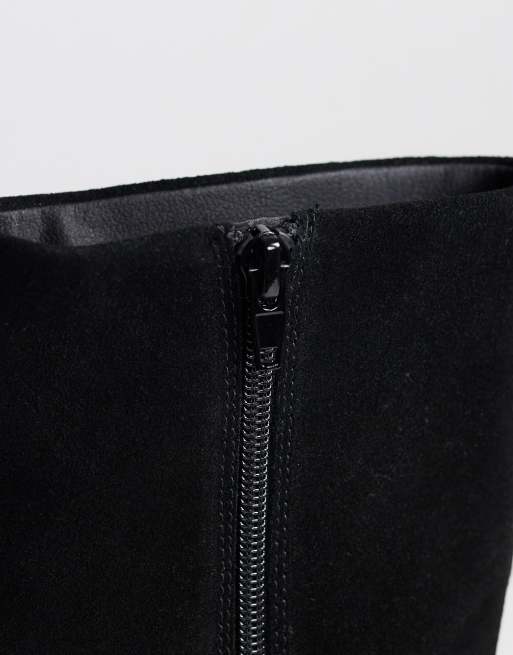 Topshop Kali real suede heeled ankle boots in black, 3 of 4