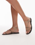 [Topshop] Topshop Kali strappy flat sandal in snake-Multi 42 SNAKE