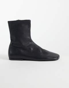 Kameron real leather flat ankle boot in black