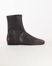 Topshop Kameron real leather flat ankle boot in chocolate