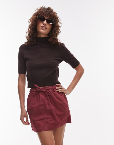 Topshop pull on utility skirt in stone