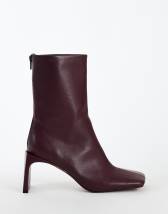 Topshop Kane angular heeled ankle boot in aubergine