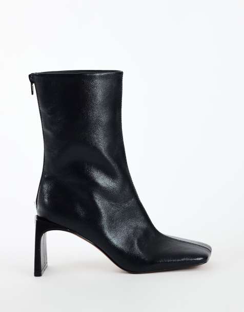 Topshop Kane angular heeled ankle boot in black - view 1