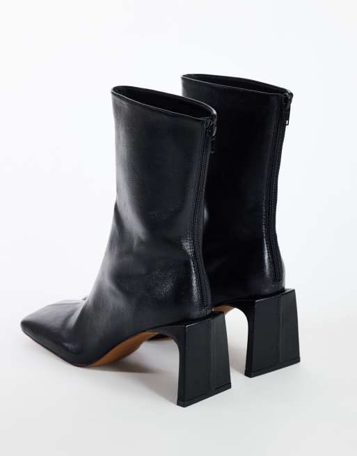 Topshop Kane angular heeled ankle boot in black, 4 of 4