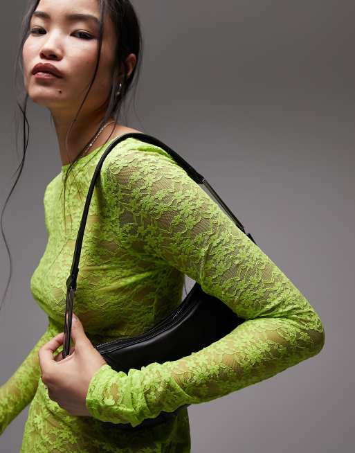 Topshop Kanten top met lange mouwen en laag uitgesneden rug in