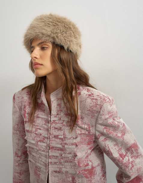 Topshop kapelusz pillbox z faux-fur w kolorze norkowym - view 1