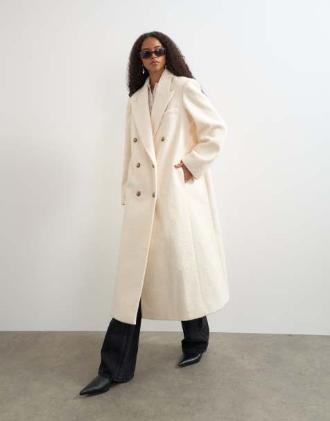 Topshop kappa i yllelook med lång modell i vitt - view 1