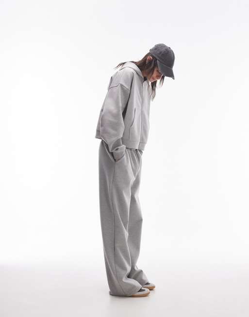 Topshop – Kapuzenjacke in grau melierter Neopren-Optik, Kombiteil, 3 von 4