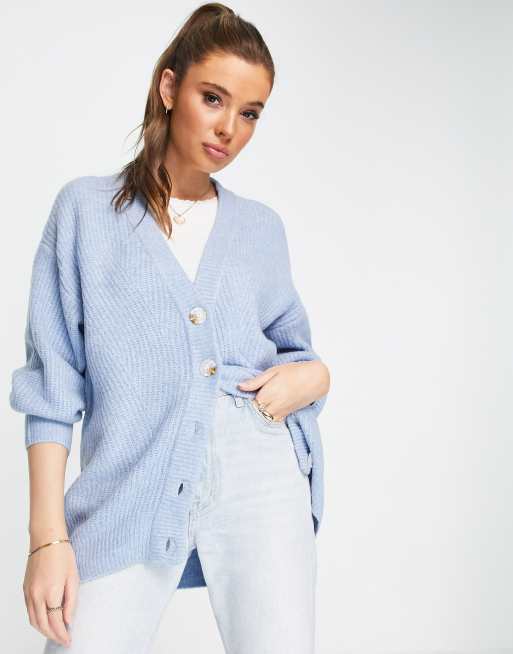 Topshop – Kardigan oversize o fasonie grandad z dzianiny w camelowym kolorze