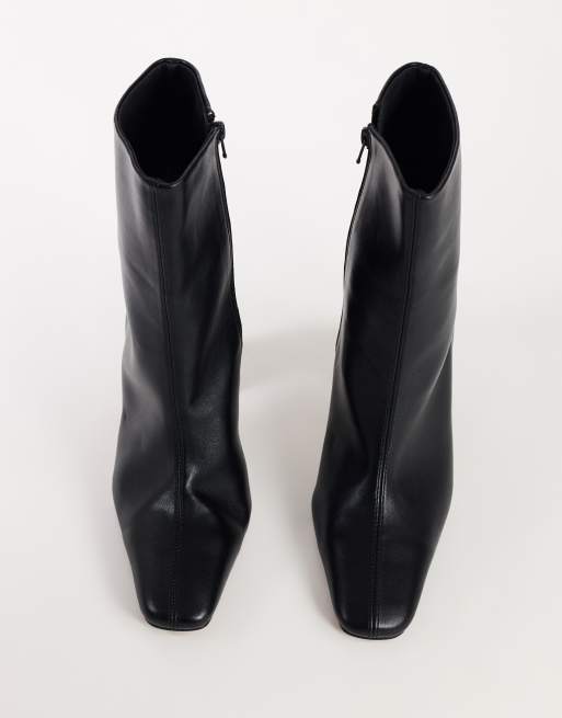 Topshop Karter bottines à talon courbé noires en imitation cuir stretch, 4 de 4