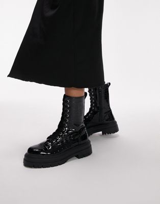  Karter lace up boot  patent croc