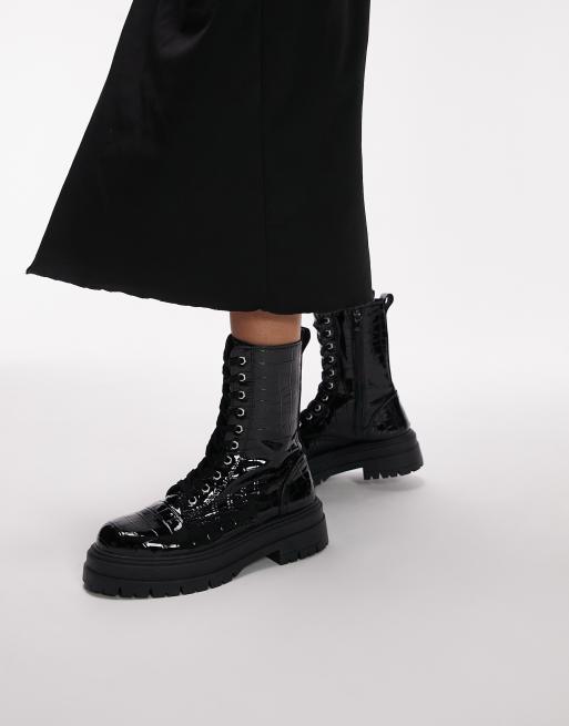 Topshop black best sale croc boots