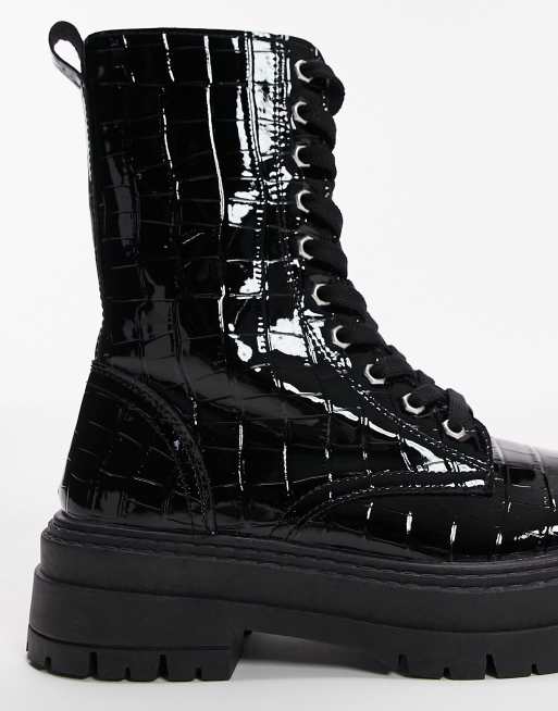 Black patent boots store topshop