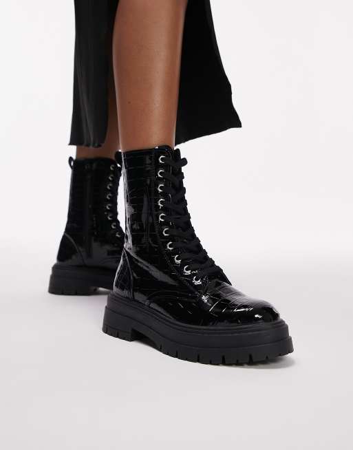 Topshop black sales patent boots