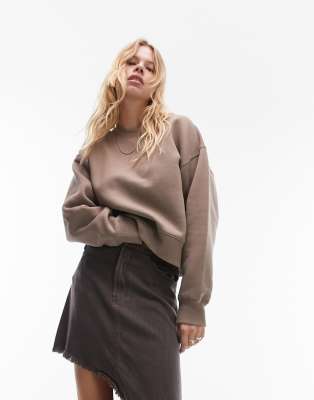 Topshop - Kastiger Pullover in Taupe-Neutral