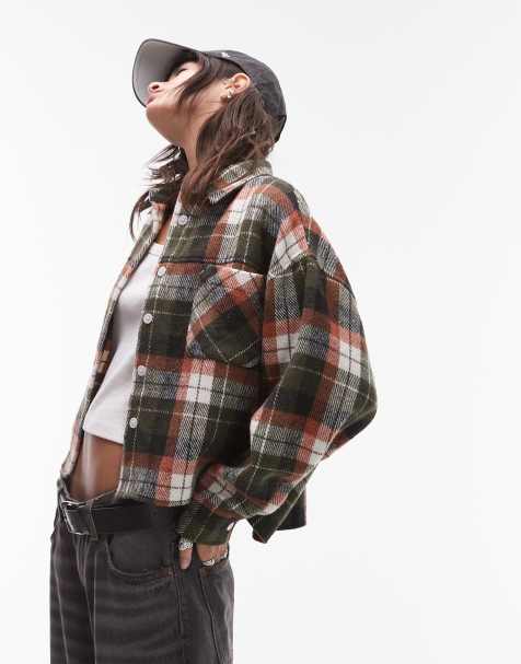 Topshop – Kastiges, angerautes Cropped-Hemd mit Karomuster - view 1