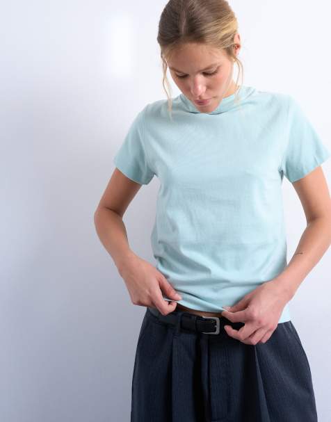 Topshop – Kastiges T-Shirt in Blau - view 1