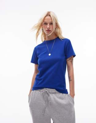 Topshop - Kastiges T-Shirt in Kobaltblau