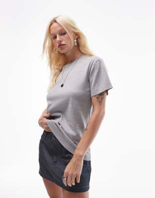 Topshop - Kastiges T-Shirt in meliertem Grau