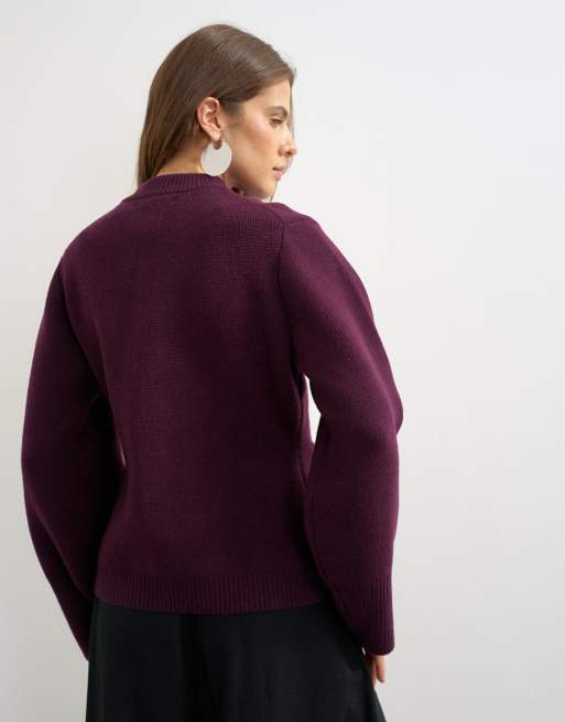 Topshop Kate knit cardigan in mulberry, 4 of 4