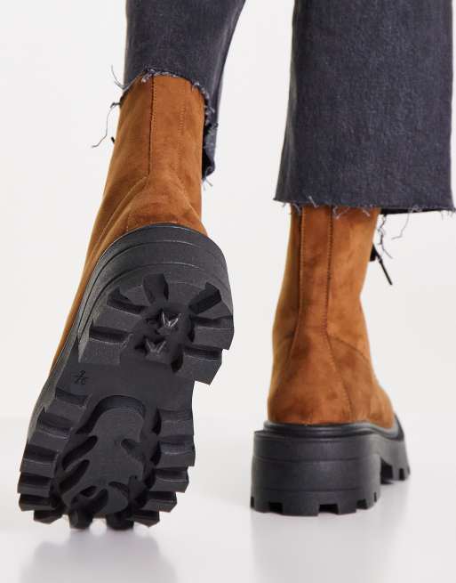 Suede chunky sale boots