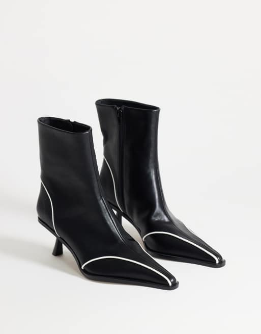 Topshop Keaton Ankle-Boots mit eckigem Absatz und Paspelierung in Schwarz, 2 von 4