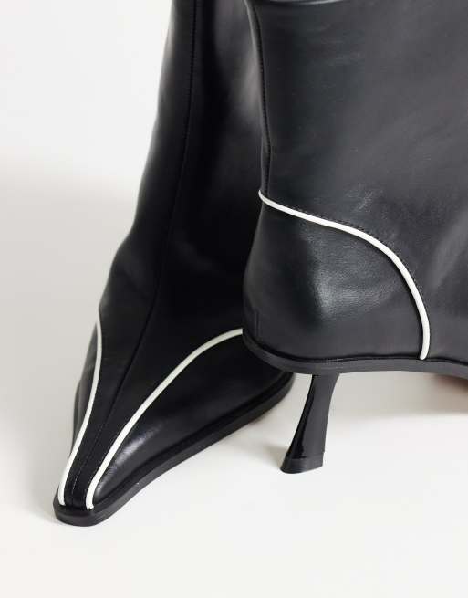 Topshop Keaton Ankle-Boots mit eckigem Absatz und Paspelierung in Schwarz, 4 von 4