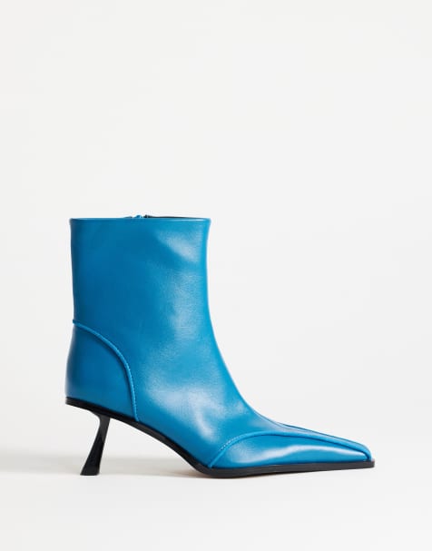Topshop Keaton botín con tacón angular y ribete en verde azulado - view 1
