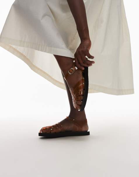 Topshop Kelly jelly flat sandal in beige - view 1