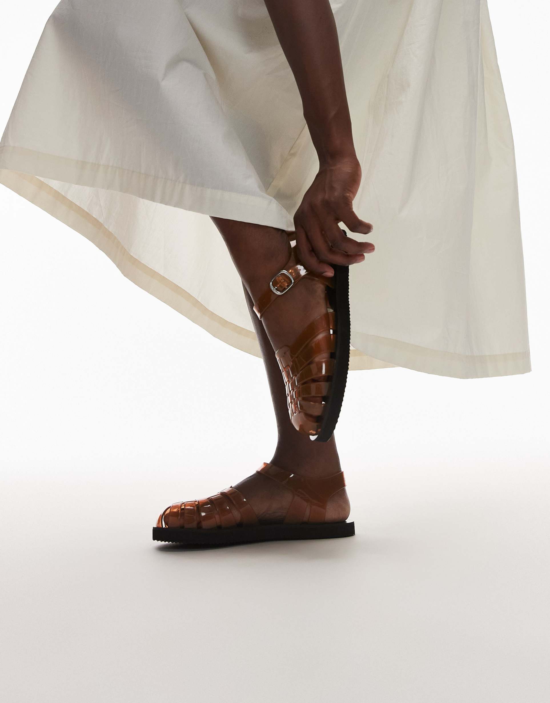 topshop kelly jelly flat sandals in beige