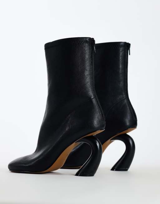 Topshop Kendal Sock-Boots mit geformtem Absatz in Schwarz, 4 von 4