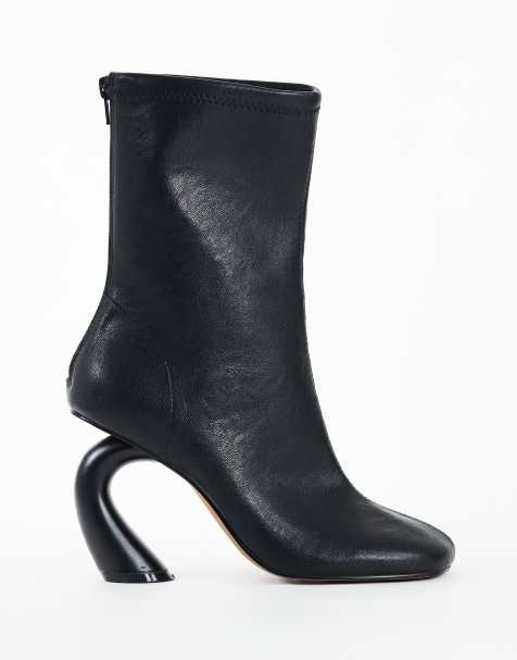 Topshop Kendal structured heel sock boot in black - view 1