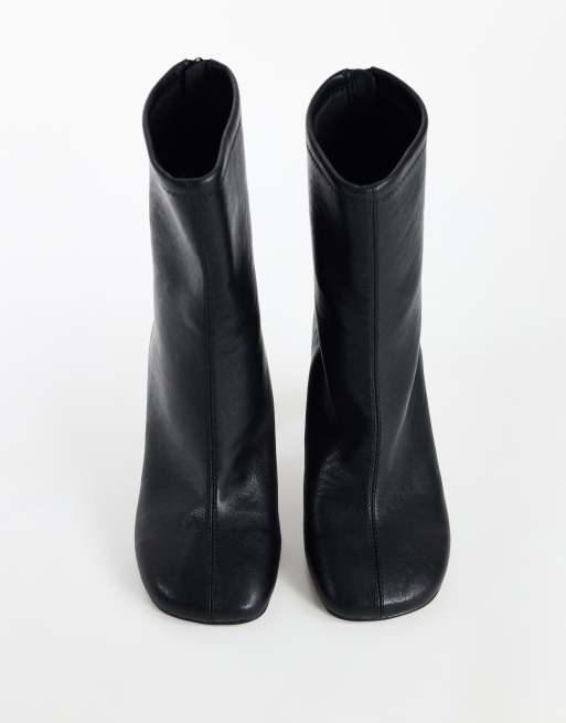 Topshop Kendal struktureret sock boot med hæl i sort, 3 af 4