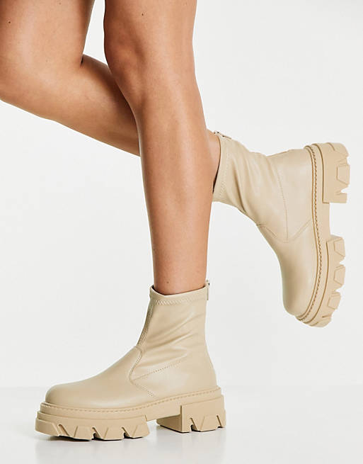 Topshop Kendall Chunky Sock Boot in Camel