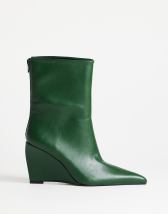 Topshop Kendrick sculpted wedge ankle boot in dark green
