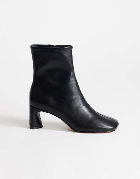Topshop Kenna block heel ankle boots in black - view 1