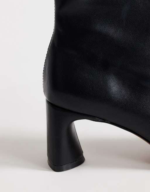 Topshop Kenna botki z imitacji skóry na obcasie klockowym, czarne, 3 z 4