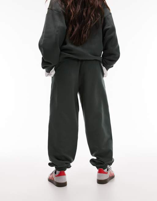 Topshop – Khakifärgade mjukisbyxor i oversize med muddar, 4 av 5