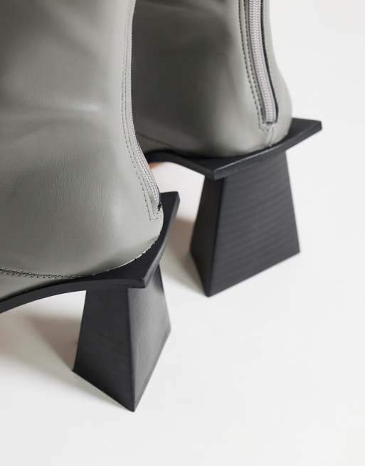 Topshop Kiara extended rand heeled ankle boot in gray, 4 of 4